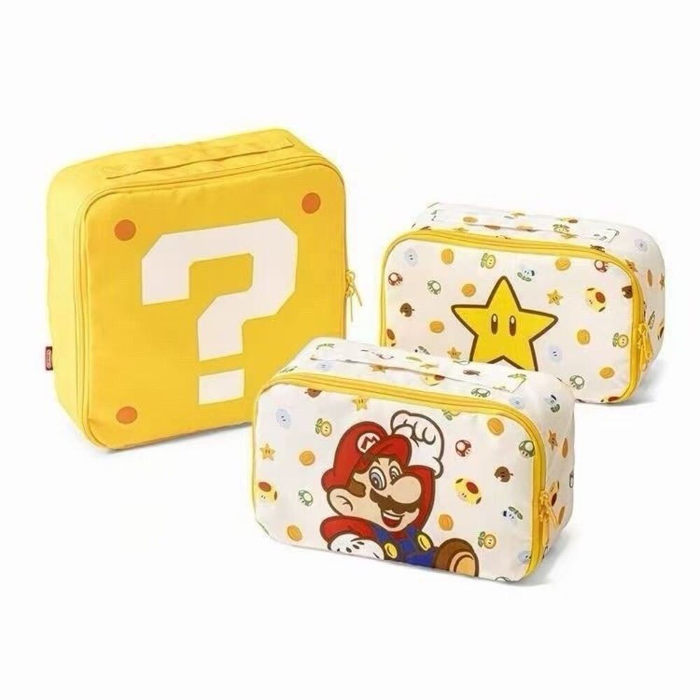 Nintendo Super Mario Travel Luggage Packing Cubes 3 Piece Set Question Block